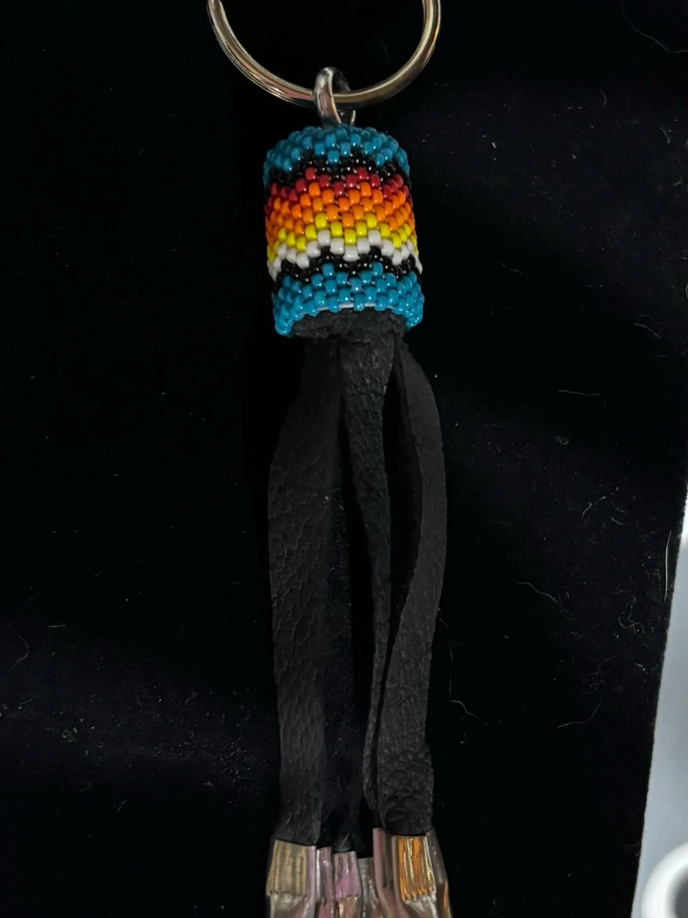 Handmade Beaded Tassel Keychain - Turquoise, Red, Yellow, White, Black